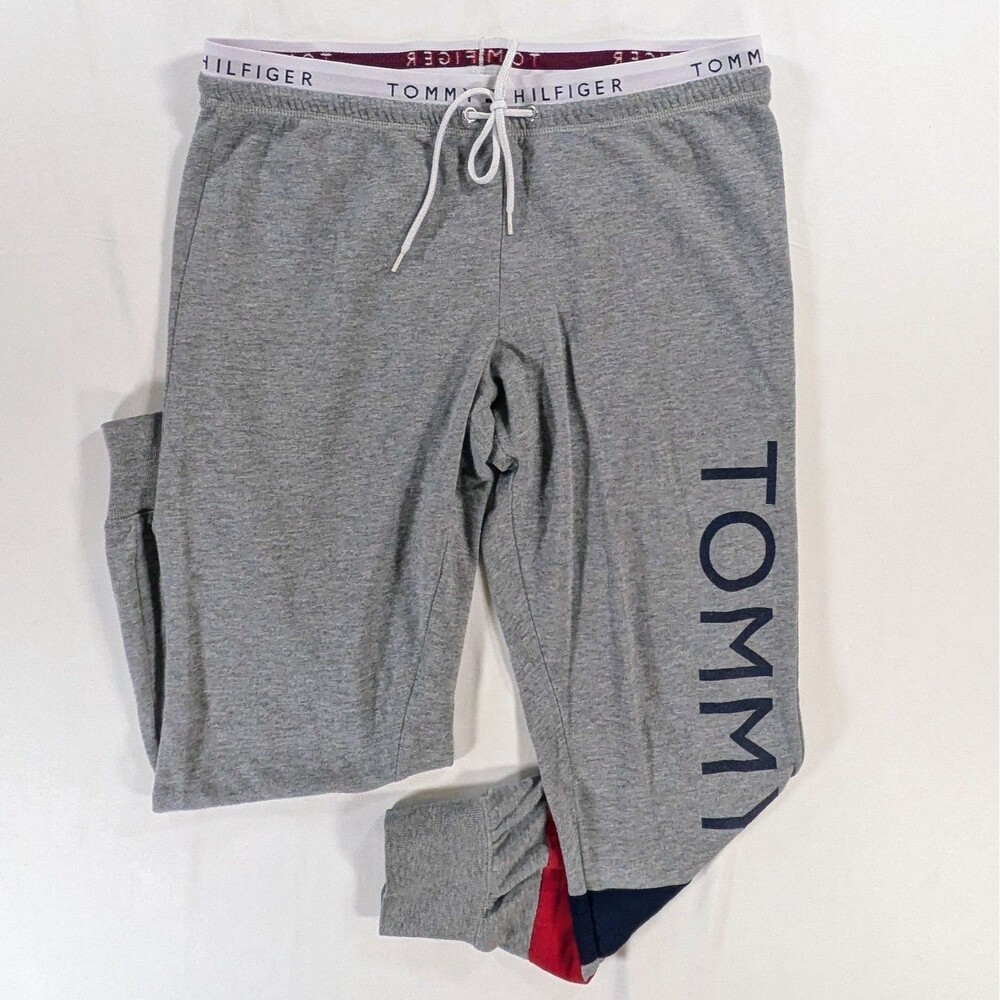 Tommy Hilfiger joggers large Gray Drawstring spell out lounge wear